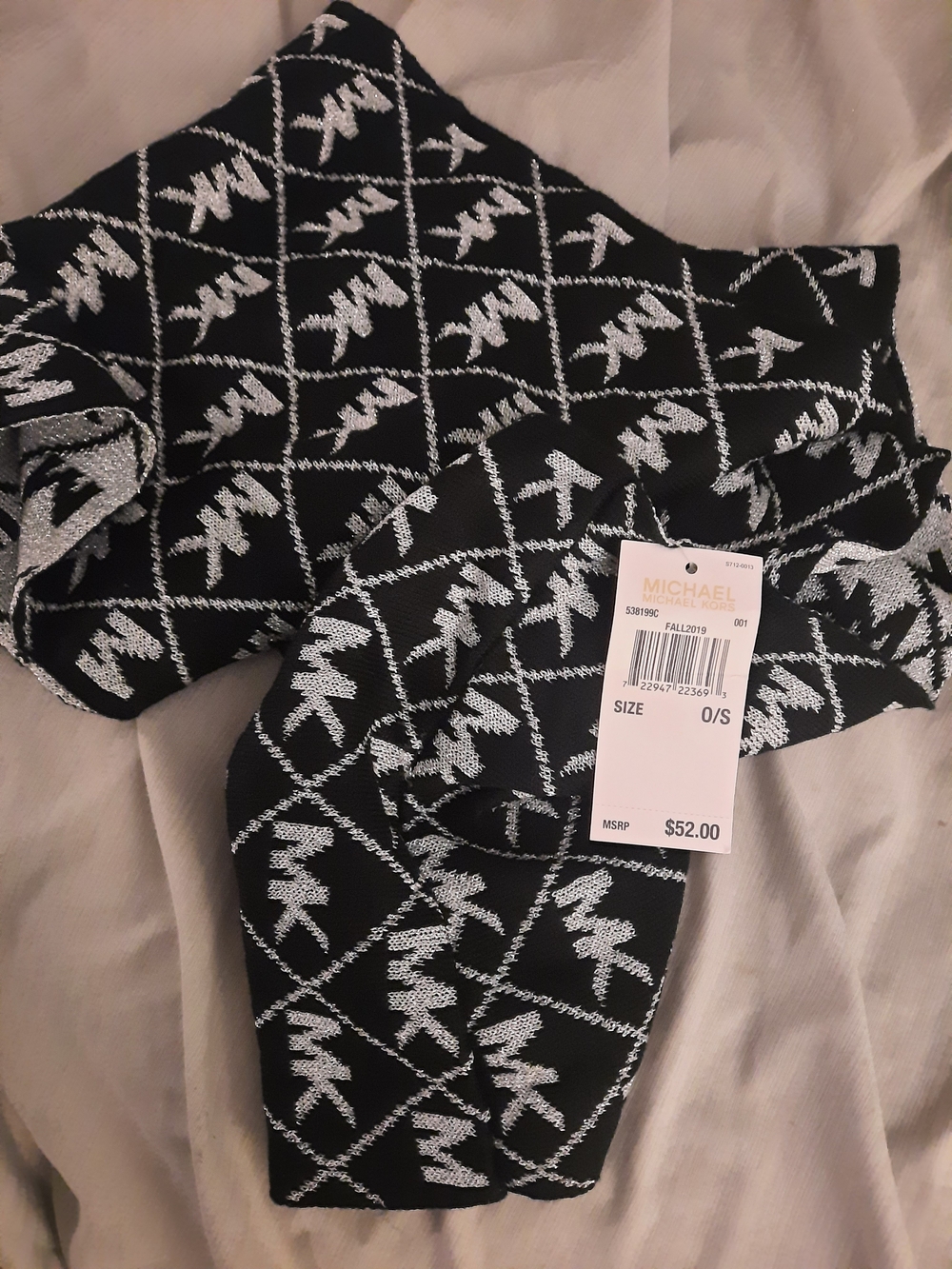 MICHAEL Michael Kors Black & Silver Logo Knit Wrap